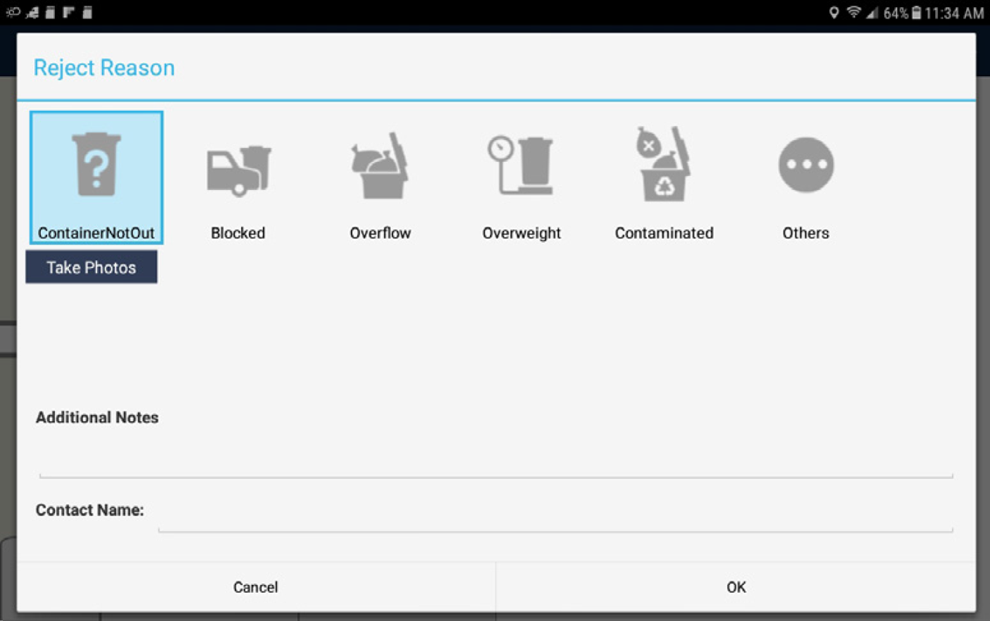 Report Rejected and Obstructed Bins. Report Rejected and Obstructed Bins.